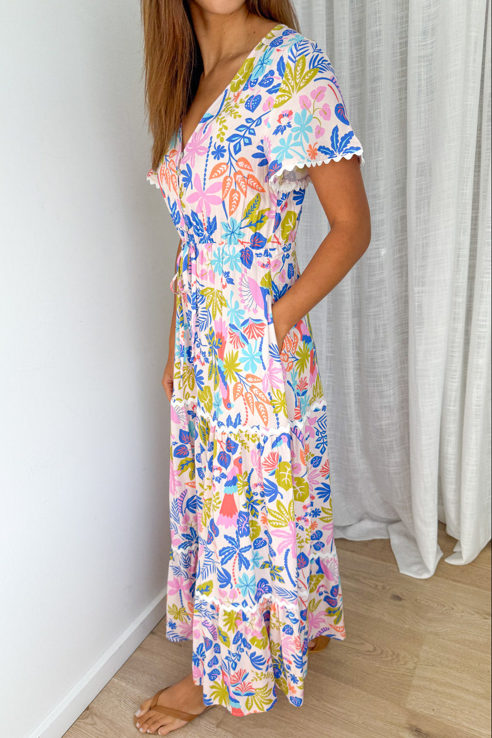 Featherlight Dress - Pink Multi Palm