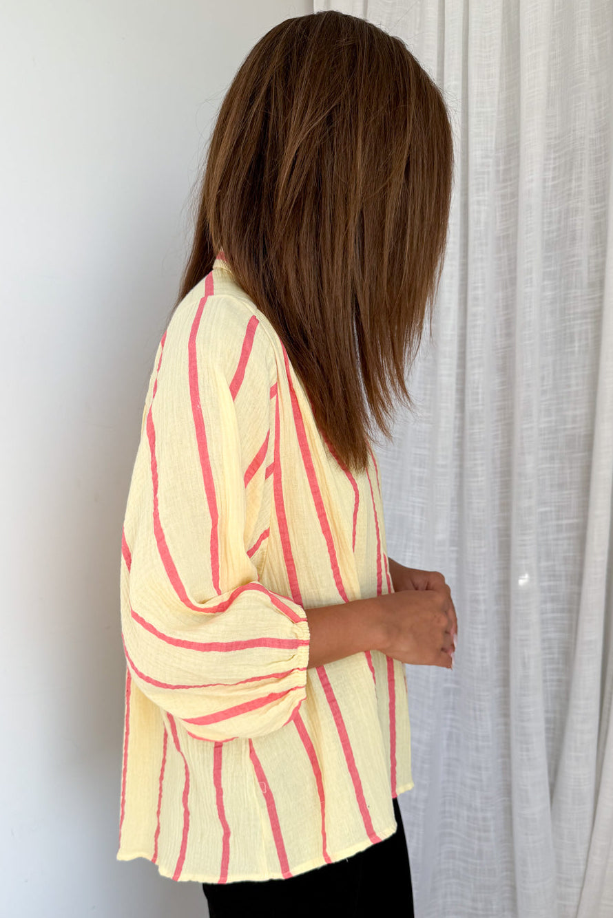 Rani Shirt - Lemon Pink Stripe