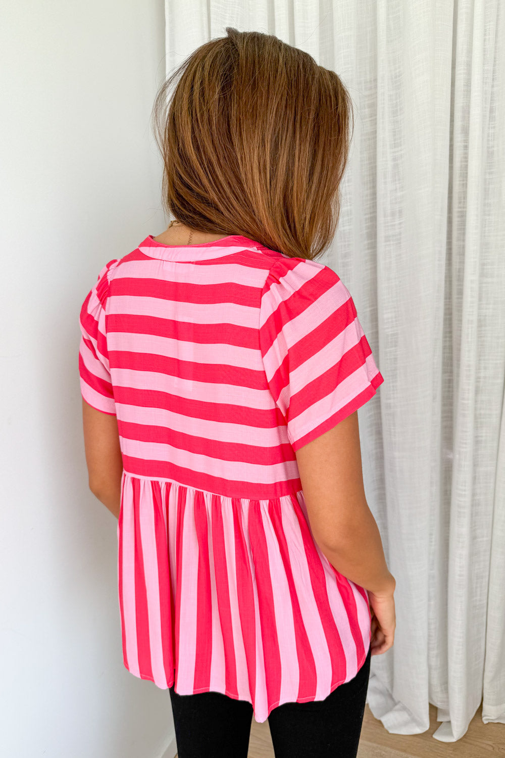 Liv Top - Pink Red Stripe