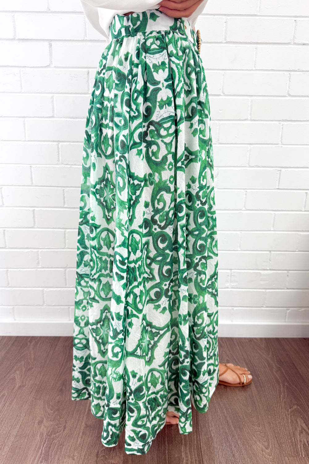 Ivy Skirt - Green White Tile