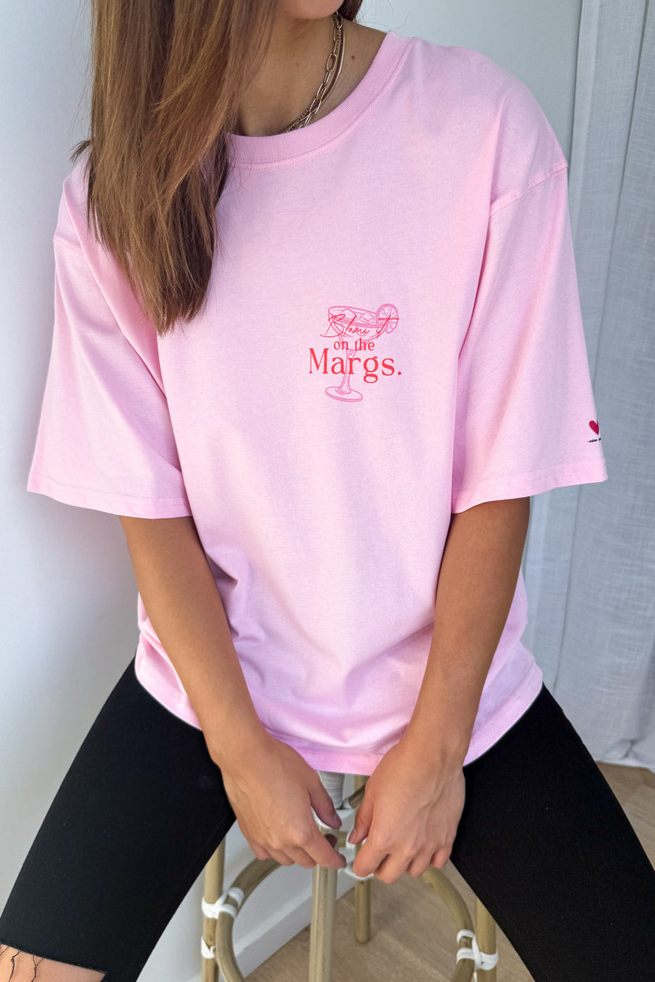 Blame It On The Margs Oversized Tee - Pink