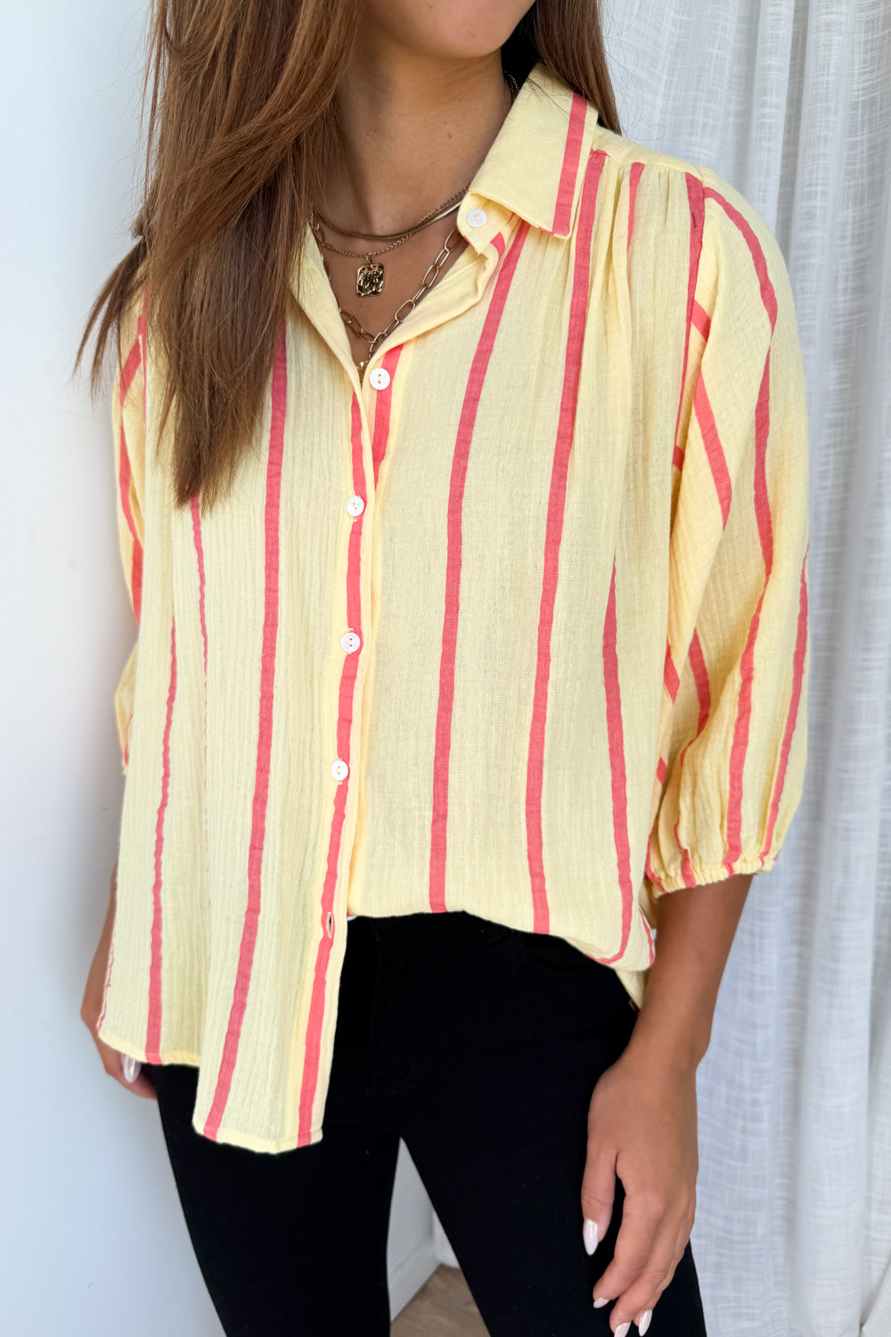 Rani Shirt - Lemon Pink Stripe