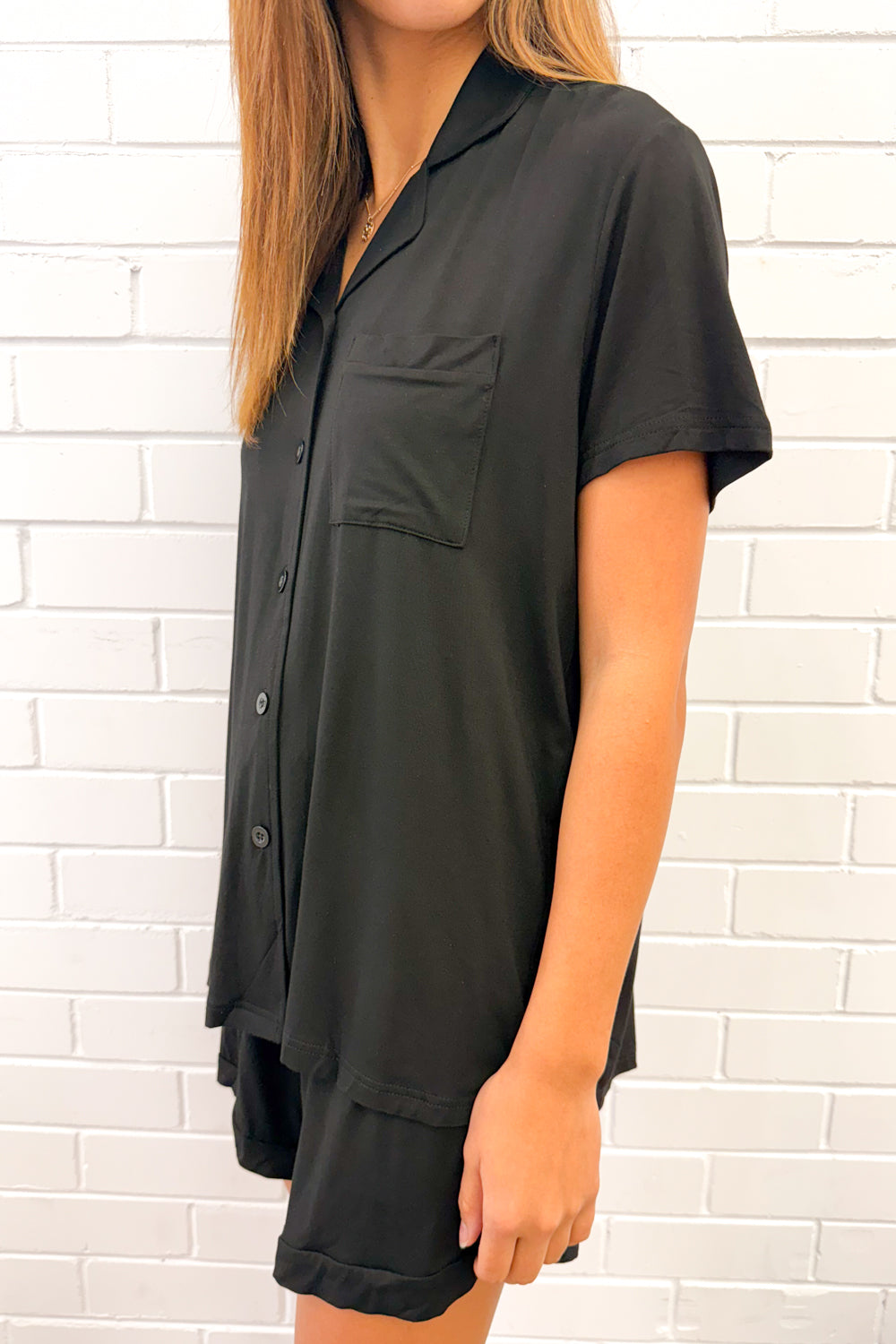 The Comfiest PJs Shirt & Short Set - Black