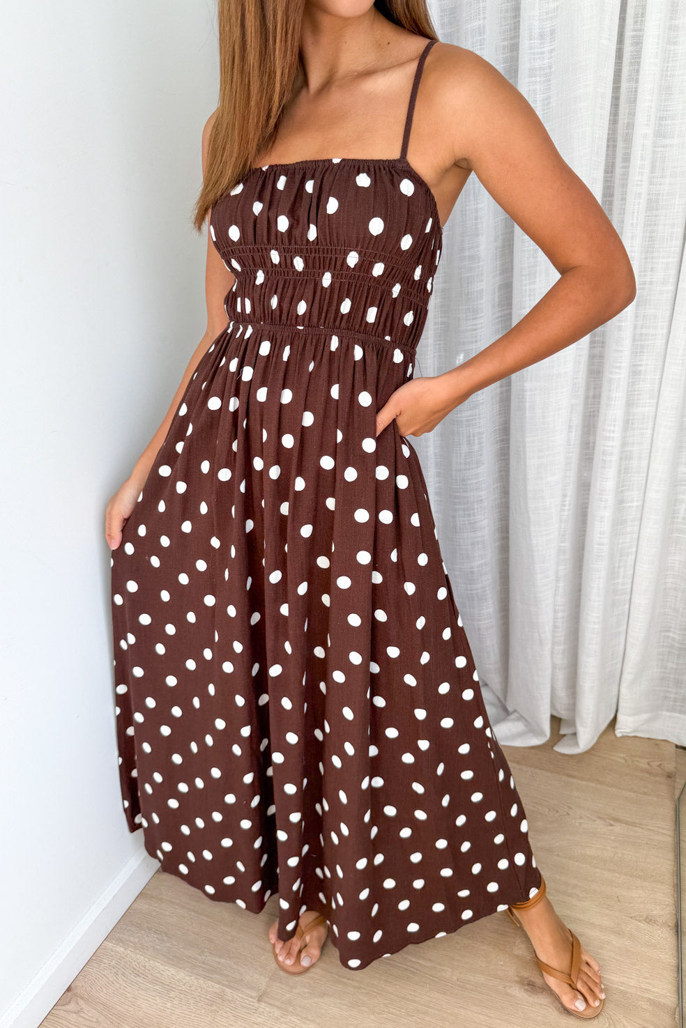 Luna Belle Dress - Chocolate Polka Dot