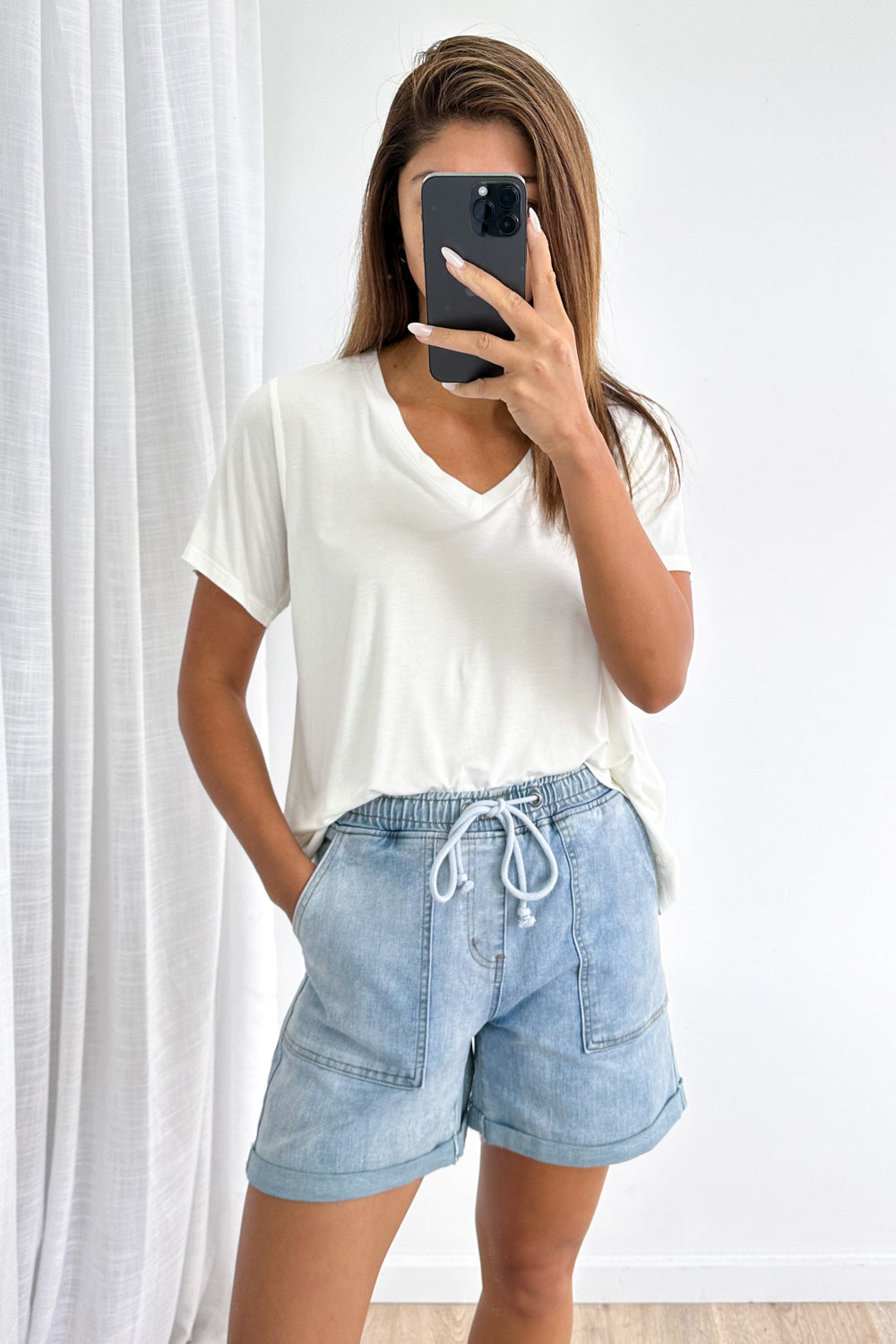 Roll Up Denim Shorts