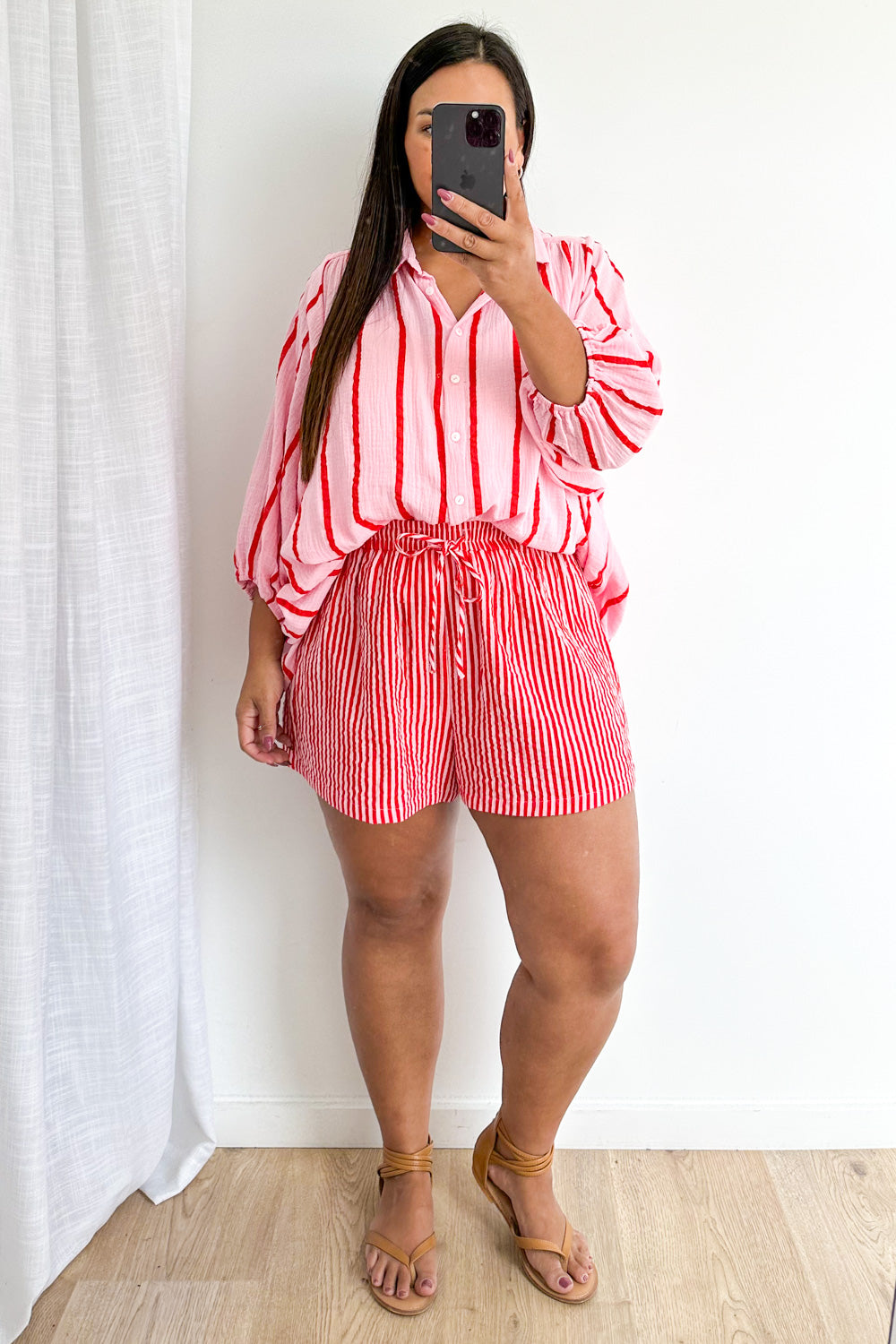 Rani Shorts - Pink Red Stripe
