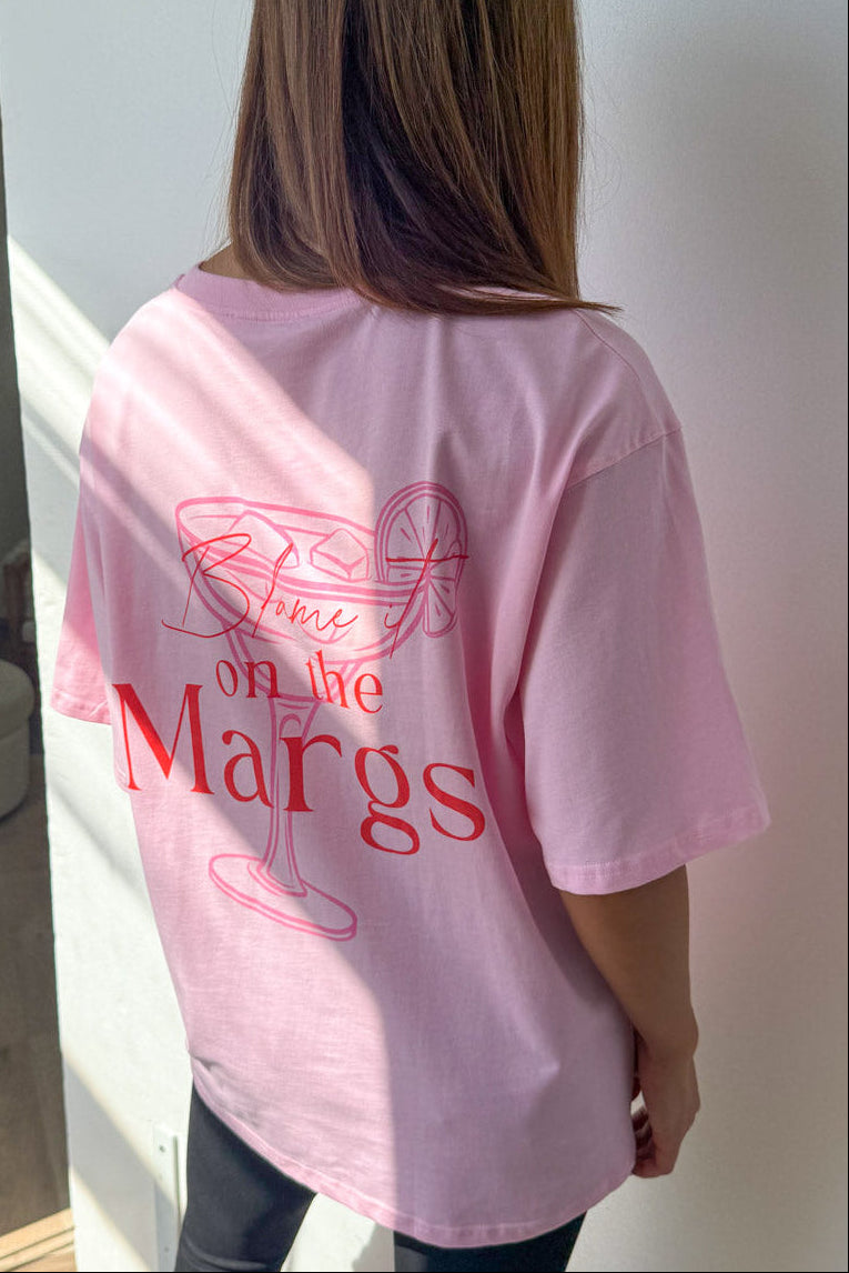 Blame It On The Margs Oversized Tee - Pink