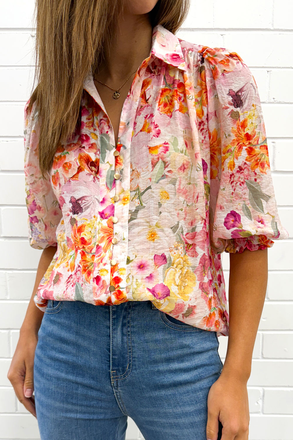 Freya Shirt - Blush Multi Floral