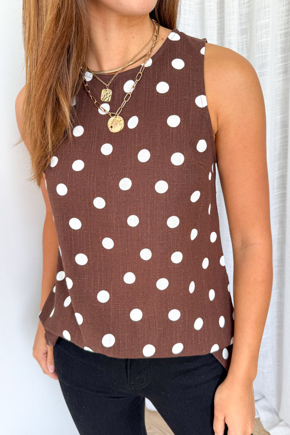 Luna Belle Top - Chocolate Polka Dot
