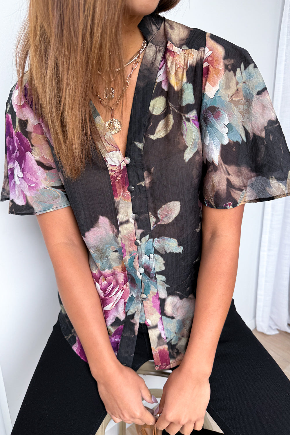 Keeley Blouse - Noir Bloom