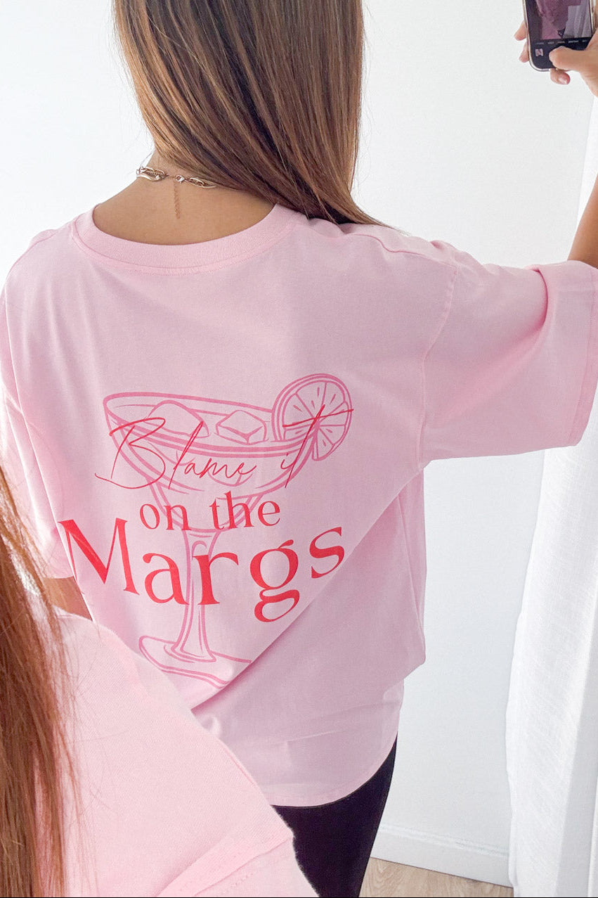 Blame It On The Margs Oversized Tee - Pink