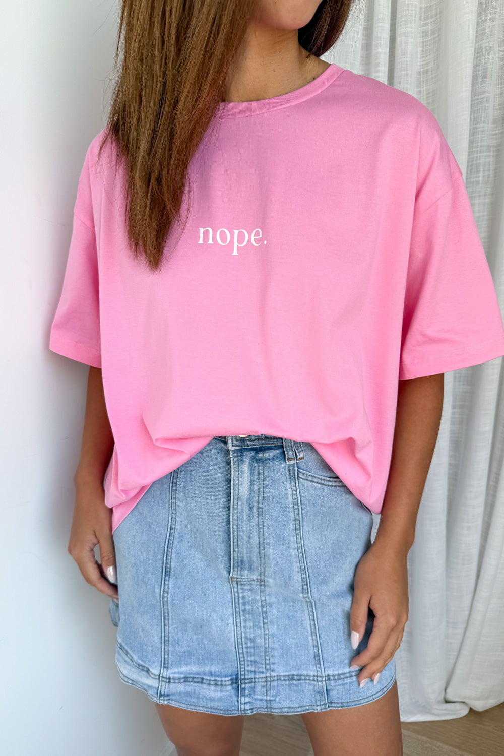 Nope Oversized Tee - Pink