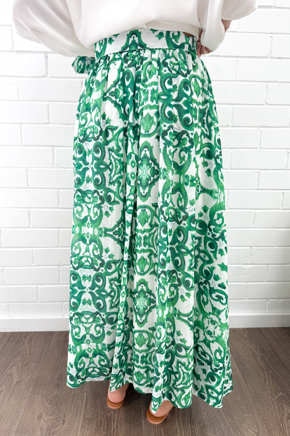 Ivy Skirt - Green White Tile