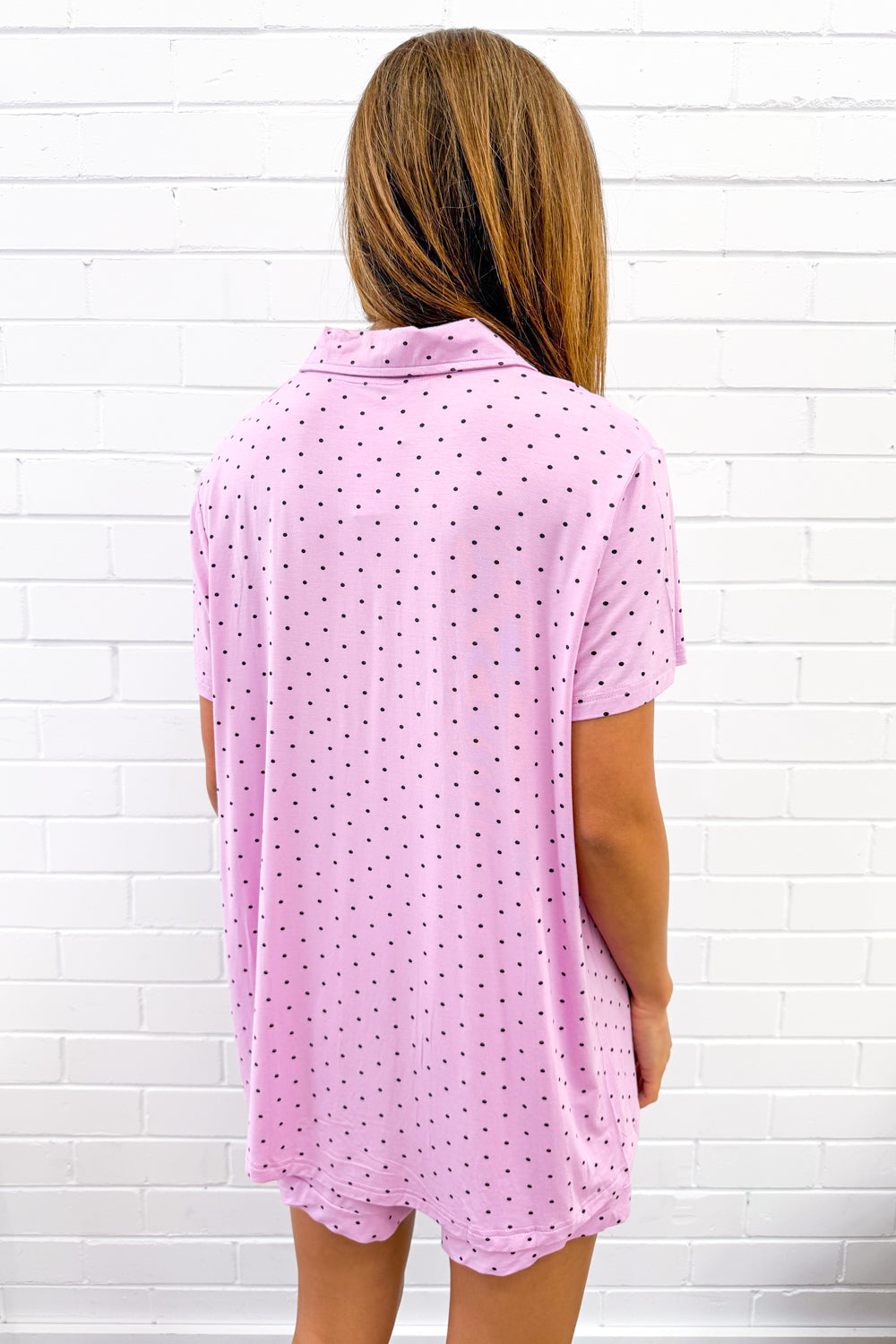 The Comfiest PJs Shirt & Short Set - Purple Polka Dot