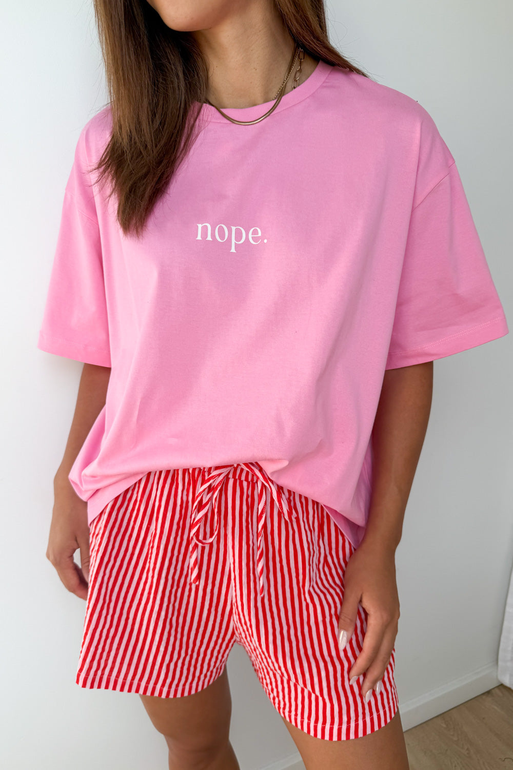 Nope Oversized Tee - Pink