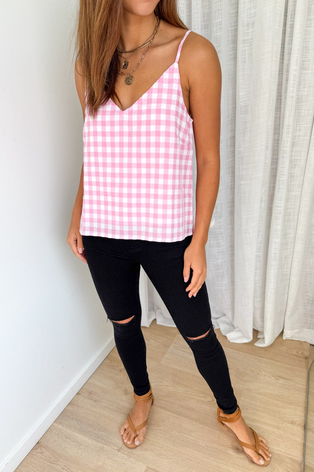 Kelsea Cami - Pink Gingham