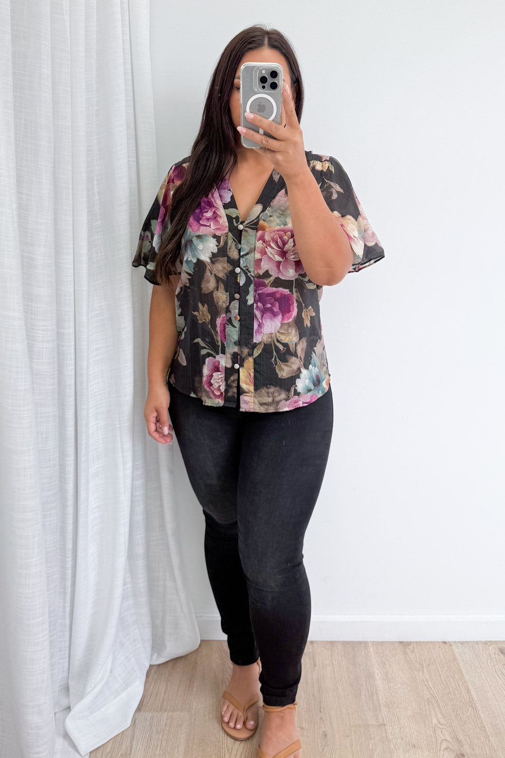 Keeley Blouse - Noir Bloom