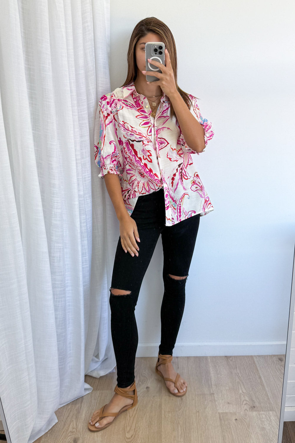 Melody Blouse - Pink Paisley Floral