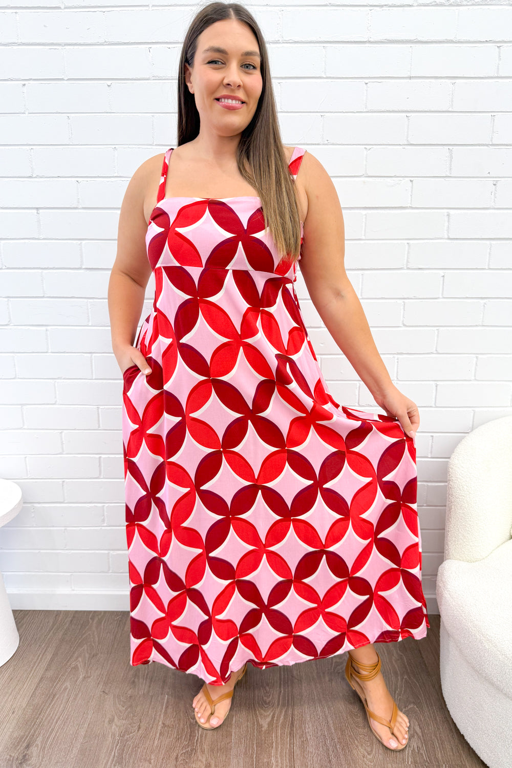 Rosanna Dress - Pink Red Print