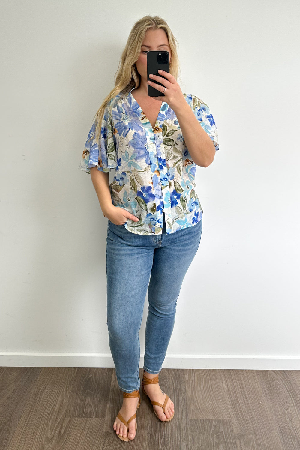 Keeley Blouse - Blue Multi Floral