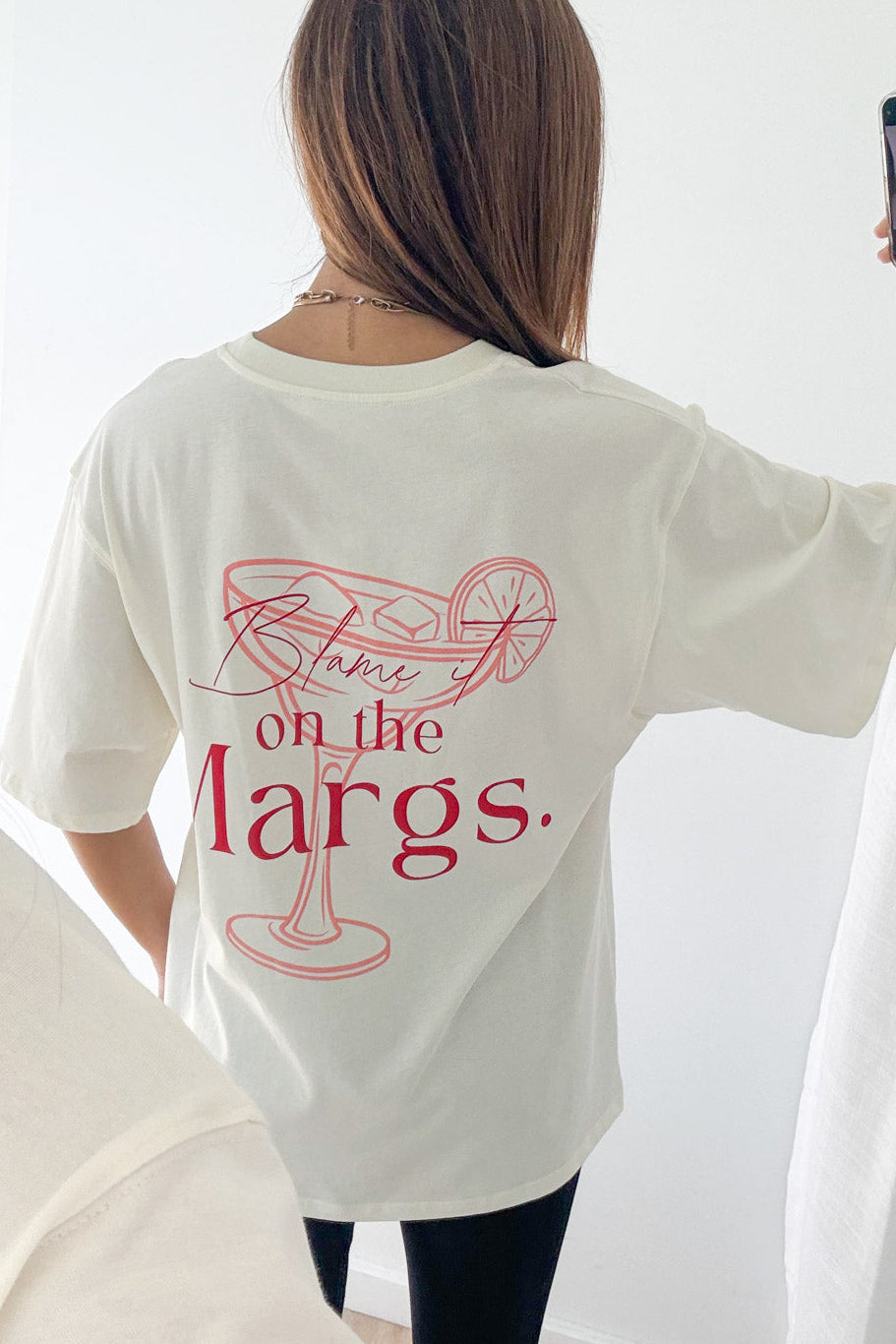Blame It On The Margs Oversized Tee - Cream
