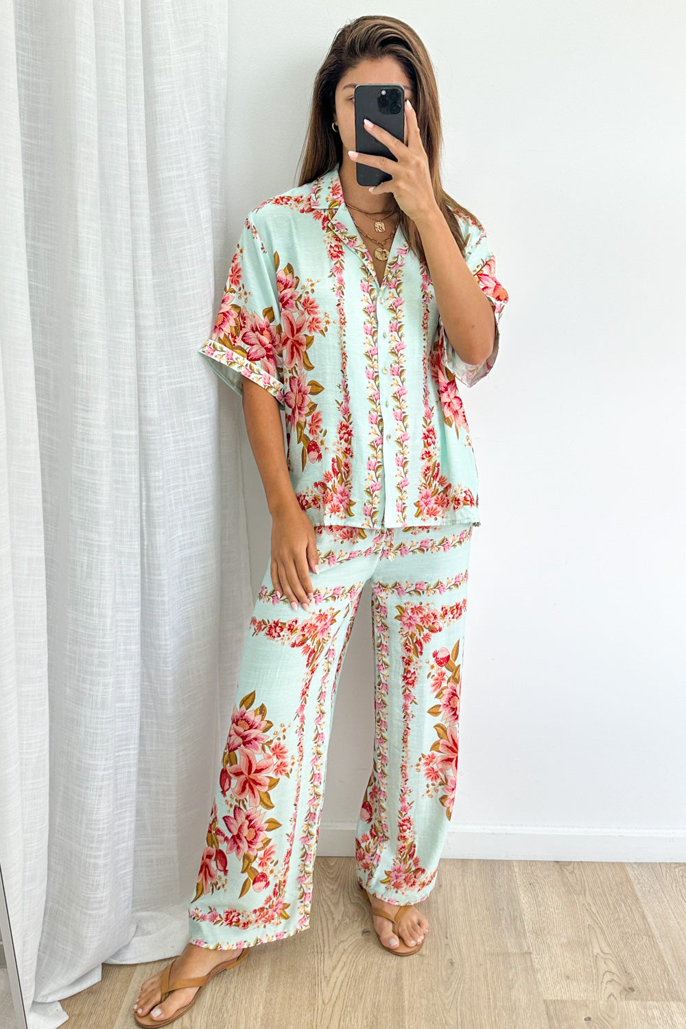 Marbella Tile Shirt - Blue Blush Floral