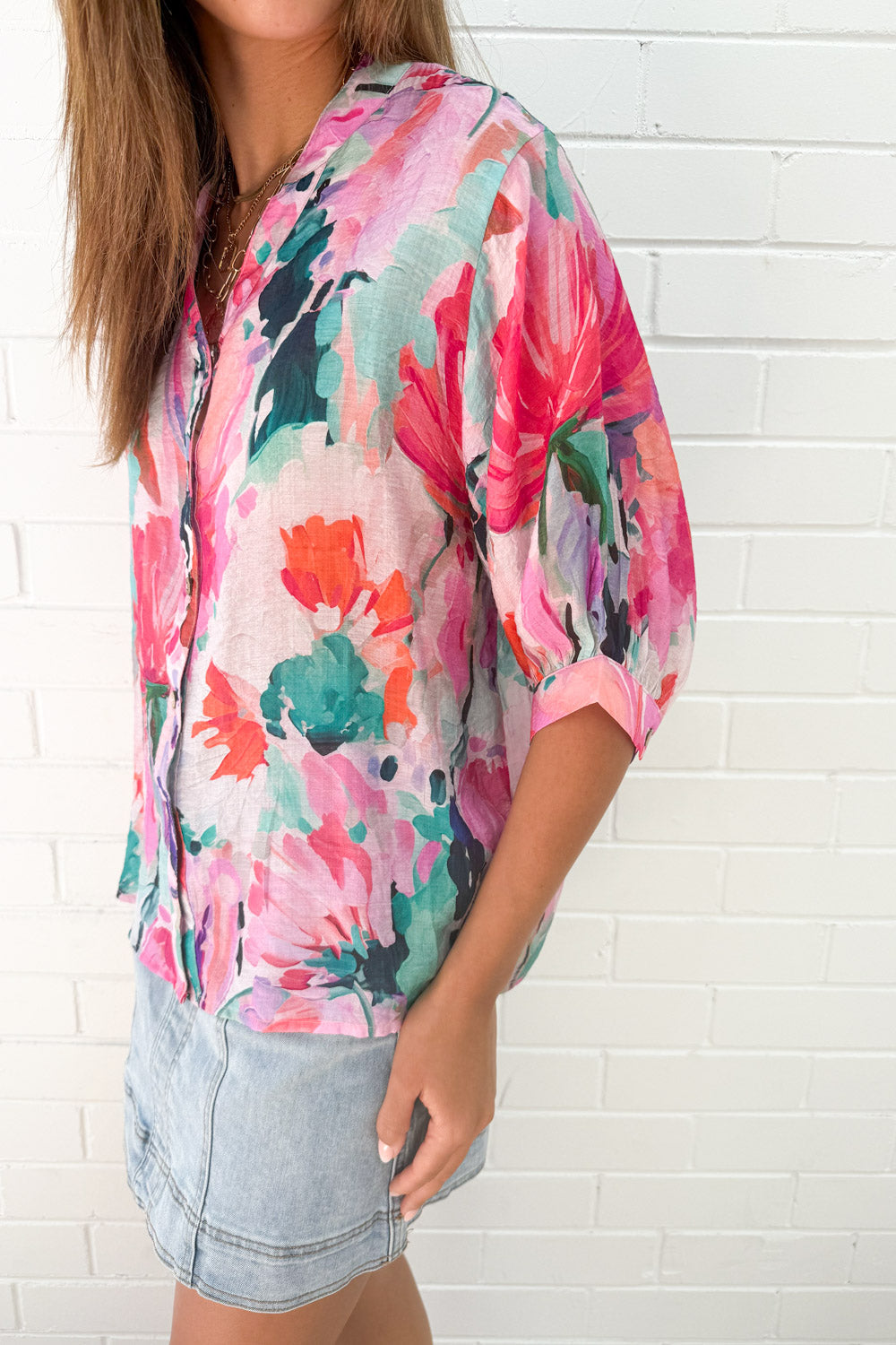 Savannah Blouse  - Hot Pink