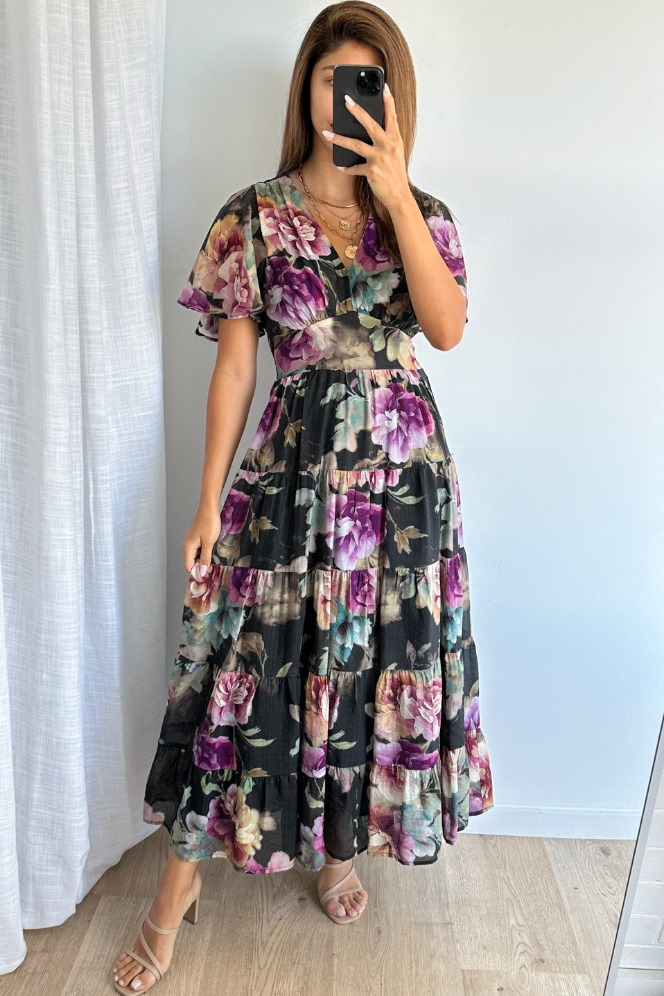 Carys Dress - Noir Bloom