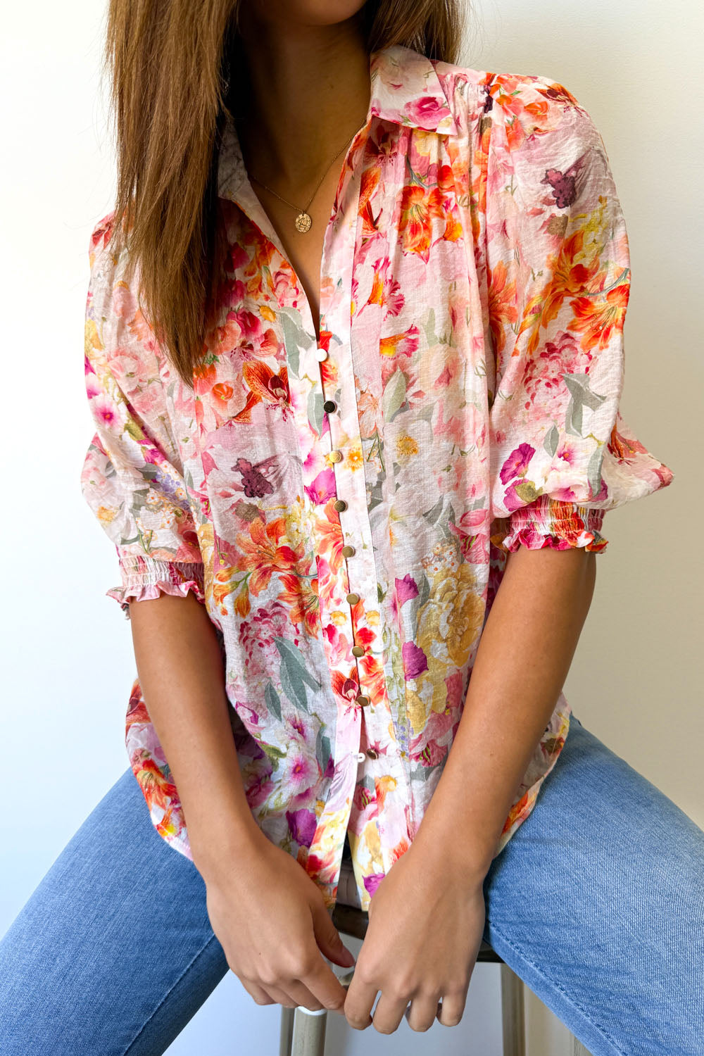 Freya Shirt - Blush Multi Floral