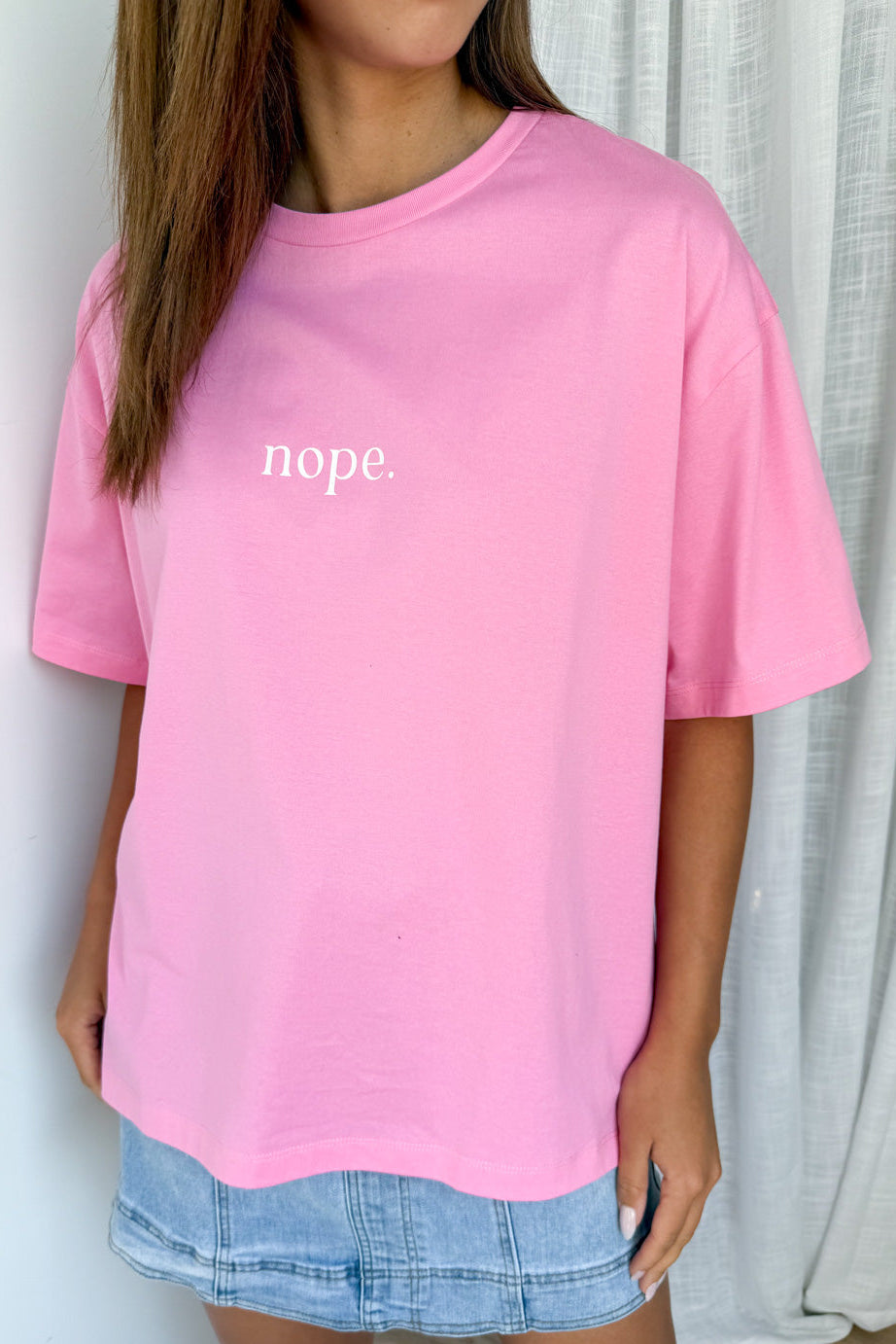 Nope Oversized Tee - Pink