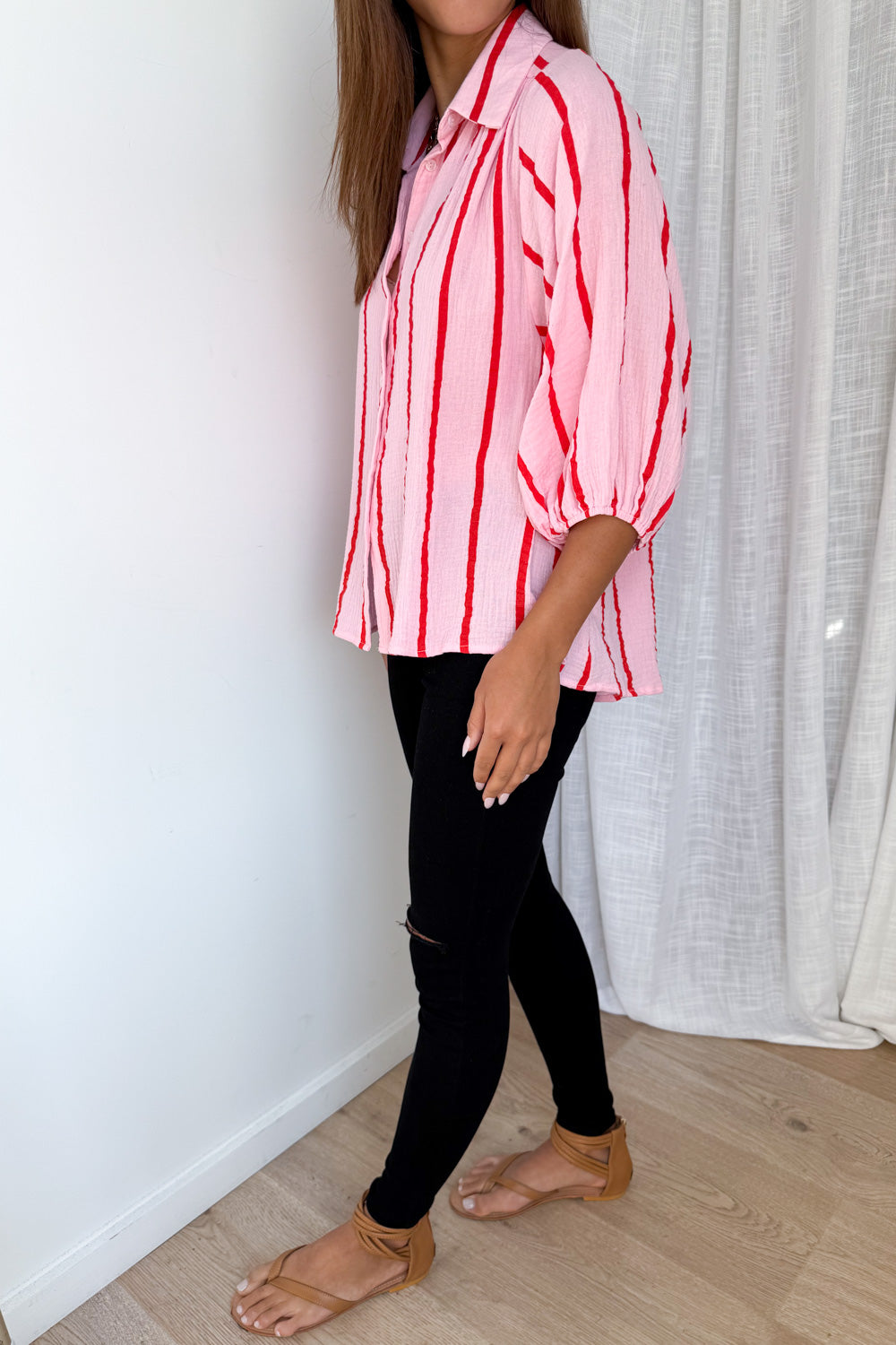 Rani Shirt - Pink Red Stripe