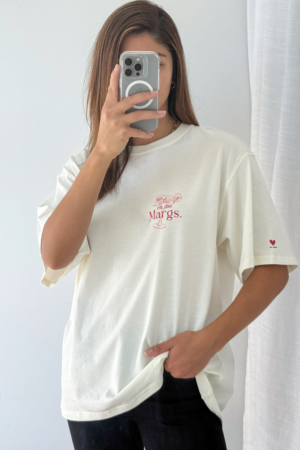 Blame It On The Margs Oversized Tee - Cream