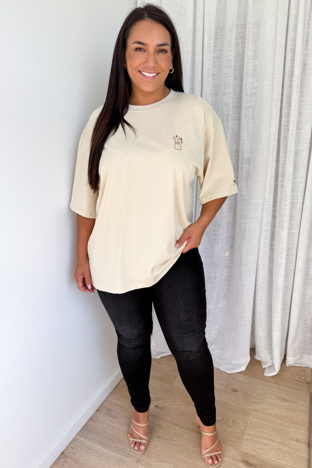 Sponsored By Coffee Oversized Tee - Beige