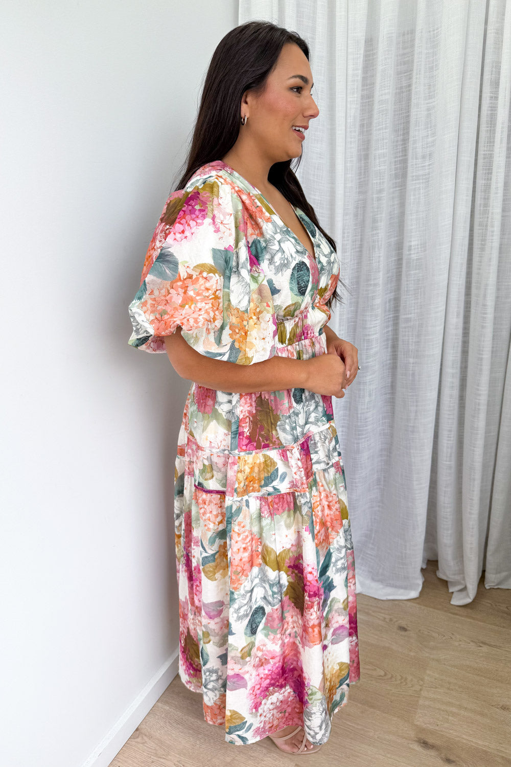 Clairemont Dress - Magenta Apricot Hydrangea