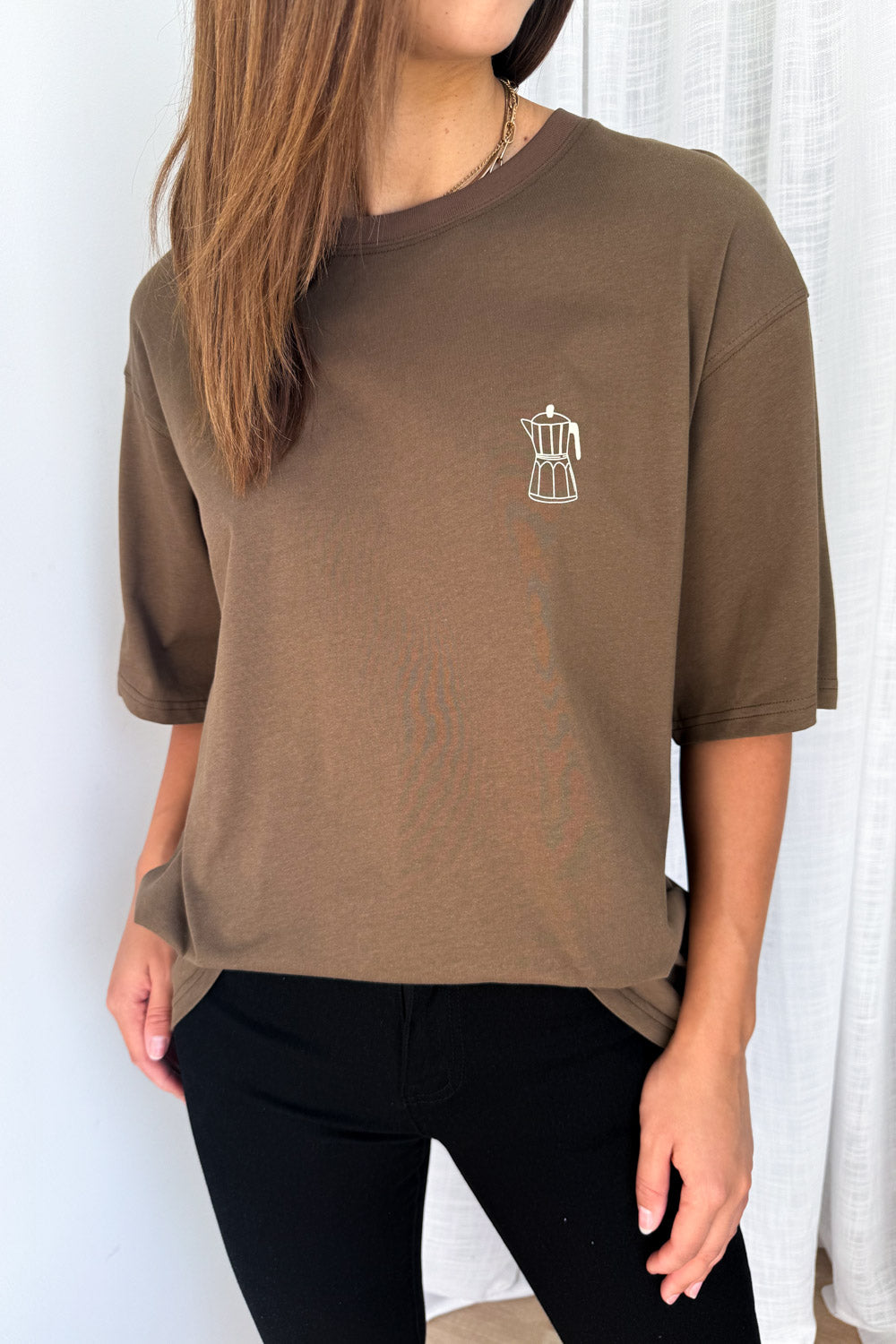 Sponsored By Coffee Oversized Tee - Chocolate