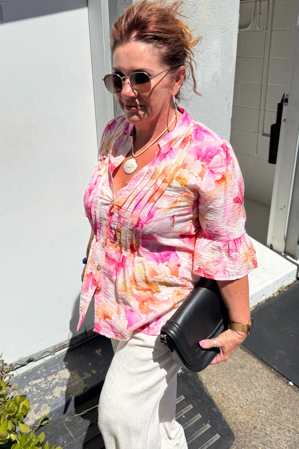 Botanic Blouse - Pink Orange Floral