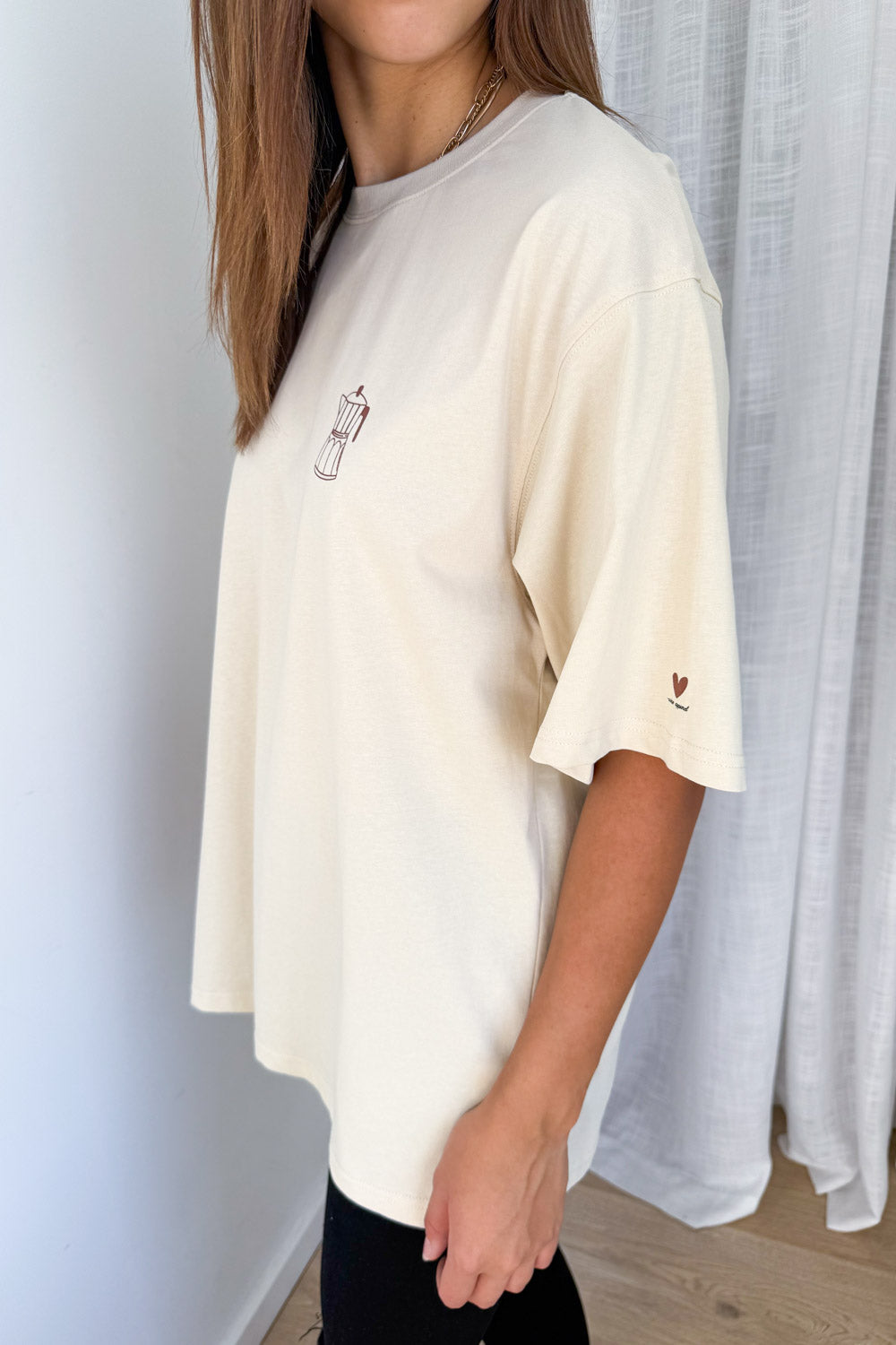 Sponsored By Coffee Oversized Tee - Beige