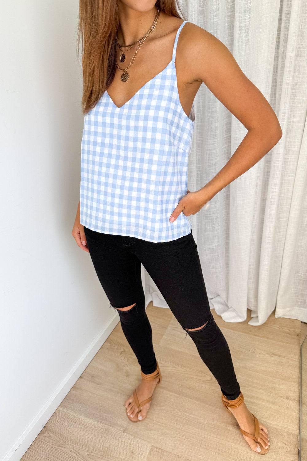 Kelsea Cami - Blue Gingham